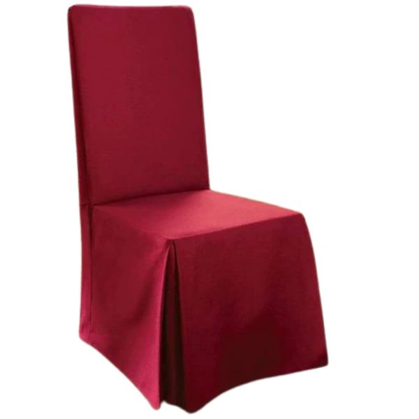 SureFit Cotton Duck Canvas Long Dining Room Chair Covers, Dining Chair Cover with 17 Inch Long Skirt and Corner Pleats, Removable and Machine Washable, Claret