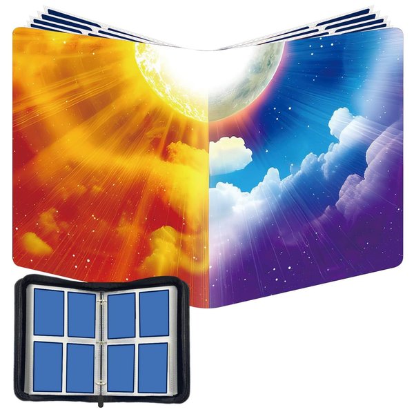 ReeTTo Sun and Moon Style 4-Pocket Card Binder Compatible with TCG Cards, Trading Card Games Collection Binder Case Book Fits 400 Cards with 50 Removable Sleeves