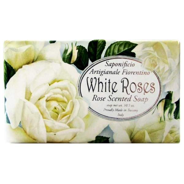 Saponificio Artigianale Fiorentino -"White Roses" - Rose Scented Soap Bar 10.5 oz. Made in Tuscany - Italy.