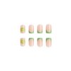 24 Pcs St. Patrick's Day Green Press on Nails Short Square RIICFDD French Fake Nails Glossy Light Green Full Cover False Nails with Cute Shamrock Designs Acrylic Nails for Women Nail Manicure