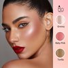3Pc Cream Contour Stick Makeup, Hightlighter Makeup + Bronzer Stick + Cream Blush, Waterproof Cream Contouring Pen Non Stick Non Greasy Long Lasting Lightweight Face Makeup Kit,Fair-Light