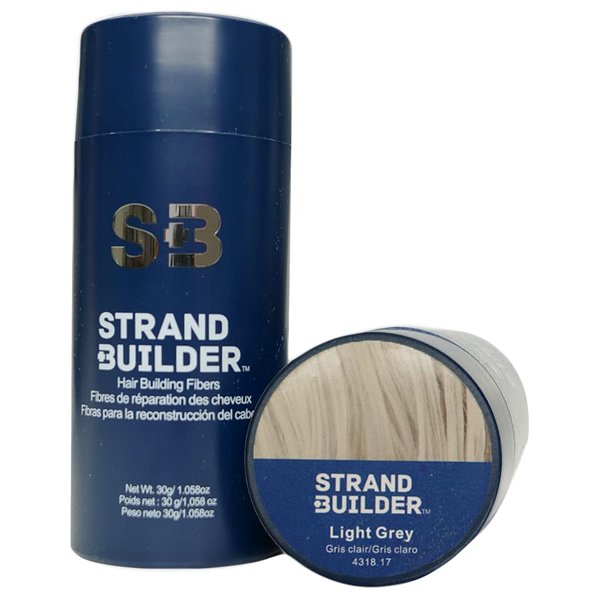 Strand Builder Hair Fibers for Thinning Hair and Hair Loss, Natural Keratin Hair Building Fibers, Undetectable Hair Thickener for Men or Women, 30g/1.06oz (Light Grey)