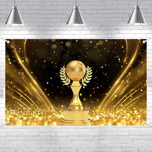Lofaris Golden Globe Awards Banner Winner Cup Shiny Gold Glitter Photography Movie Premiere Award Ceremony Celebrity Show Activity Decoration Champion Ceremony Birthday Party Supplies 70.8x43.3(inch)