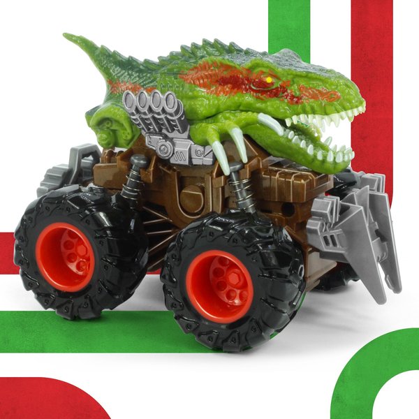Oriate Dinosaur Monster Truck 4-7 Push and Go Toys 3-5, Friction Powered ATV Velociraptor Dino Stunt Play Trucks for Kids Boys Girls 3 Years and Up 209-G2