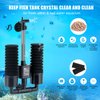 AQQA Aquarium Sponge Filter, Power Driven Double Biochemical Water Filter, Quiet Submersible Foam Filter with 2 Extra Sponges, 1 Bag of Filtered Ceramic Balls for Fresh and Salt Water Fish Tank (S)