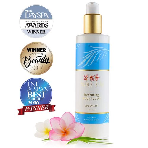 PURE FIJI Body Lotion Hydrating - Moisturizing Lotion for Dry Skin with Coconut Milk and Vitamin E, Organic Body Lotion For Women and Men, Coconut Scent, 12 oz