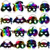 Natonhi Halloween Crafts for Kids 64Pcs Halloween Favors Rainbow Scratch Paper Art Masks Kits with 32Pcs Wooden Styluses and 32Pcs Ribbons for Halloween Party Supplies