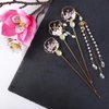 3Pcs Flower Hair Stick with Tassel, Vintage Elegant Hairpin Chinese Style Flower Hair Fork for Women Girl