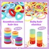 940Pcs Baby Hair Ties Set with Bow Hair Clips, Hair Accessories for Girl, Hair Rubber Bands Cotton Baby Hair Ties Elastic Hair Bands with Organizer Box, Ponytail Holders for Toddler Kids Girls