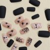 Halloween Press on Nails Short Medium Square Fake Nails with Spiders Web Mummy Designs Black Matte Acrylic Nails Glue on Nails Full Cover Artificial Stick on Nails for Women Girls Manicure Decor 24Pcs