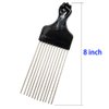 Luxxii (2 Pack) 8" Long Black Fist Metal Afro Pick Lift Hair Comb Detangle Wig Braid Hair Man Styling Comb