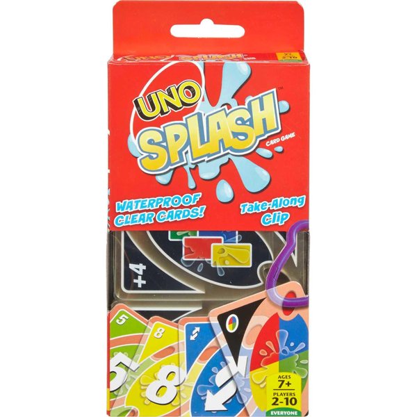 Mattel Games ​UNO Splash Card Game for Outdoor Camping, Travel and Family Night with Water-Resistent Plastic Cards