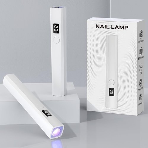 Hoonyn Handheld UV Nail Lamp, 5W UV Light for Gel Nails, Portable LED Nail Lamp, Mini Nail Dryer with LCD Screen, USB Nail Light for Fast Curing (White)