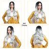 28" Natural Full Wigs Hair Long Wavy Wig Synthetic Heat Resistant Ombre Silver Gray Full Curly Wig with Free Wig Cap for Women Girls Party Cosplay Halloween Costume Accessories (Silver Grey)