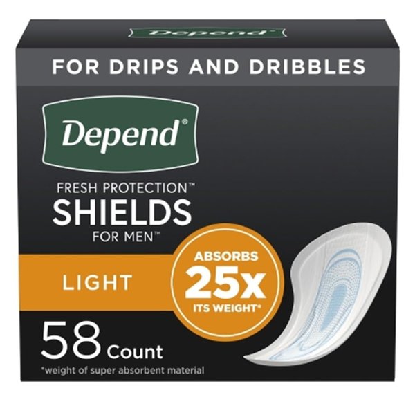 Depend Guards for Men Bladder Control Pad Light Absorbency Absorb-Loc One Size Fits Most Male Disposable, 35641 - Pack of 58
