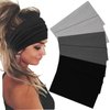 Sefiinh Wide Headbands For Women Stretch Headband Boho Head Bands Women's Hair Band Turban Workout Hairband Girls Accessories Black Gray 6 Pack