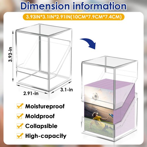 6 Pack Card Deck Cases for Trading Cards, Acrylic Card Storage Boxes Holding 600+ Sleeved Cards with 6 Dividers, Clear Card Storage Boxes Fit for MTG TCG and Sport Cards (6 Pack)