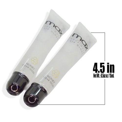 Max Makeup Cherimoya 2 or 4 Set of Honey Clear/Ultra Shine Pink Jelly Lip Gloss Polish lipstick & Zipper Bag (2PCS x Honey Clear Gloss, 0.5usoz/15mL)