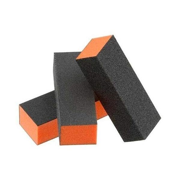 Black Grit Orange Sanding 3-Way 80/80/100 Nail Buffer Blocks - 10 Pieces