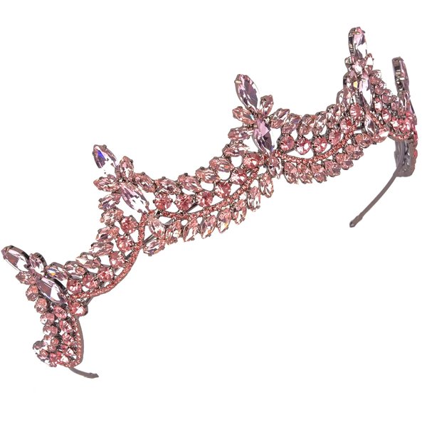 LIMELIA Women's Tiara-Crown for Henna Wedding Party | Glitter Hair Accessories for Bridal Birthday Pageant Prom Halloween Costume Christmas Party, Princess Crowns | Shiny Crystal Stone1 - Pink
