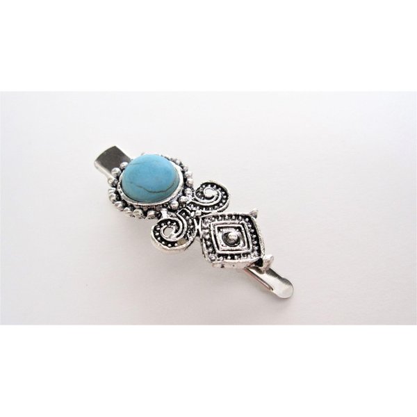 Generic Turquoise blue stone metal native alligator hair clip for thin fine hair