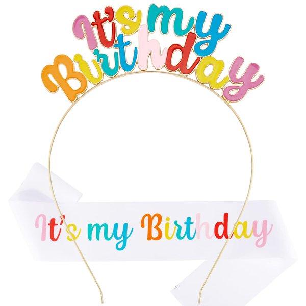 Chanaco Birthday Sash Birthday Girl Headband Set Birthday Crown Tiara Birthday Girl Sash Birthday Crowns for Women Happy Birthday Decorations Birthday Gifts for Women