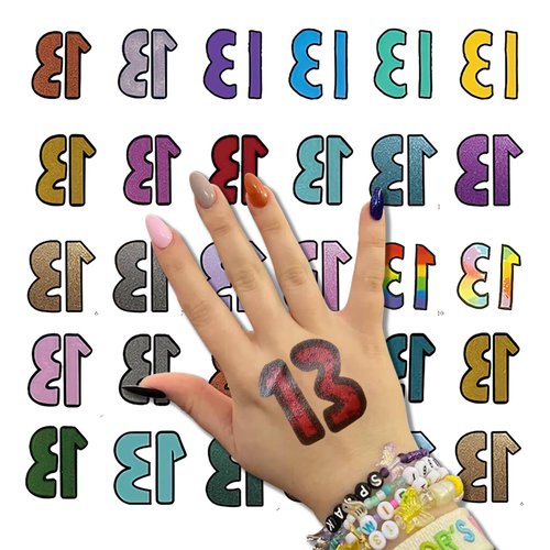 AUOCATTAIL Eras Tour Merch Lucky Number taylor 13 Temporary Tattoos Stickers 13 Hand Tattoo Concert Rave Accessories for Swifties Gifts