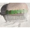 Green Sea Glass Hair Comb - Made to Order