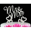 Mr & Mrs Monogram Cake Toppers Crystal Wedding Cake Topper Bling (Silver Swirl with hearts)