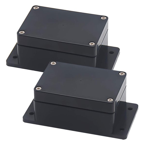 Zulkit Junction Box ABS Plastic Dustproof Waterproof IP65 Universal Electrical Boxes Project Enclosure with Fixed Ear Black 3.94 x 2.68 x 1.97 Inch (100 x 68 x 40 mm) (Pack of 2)