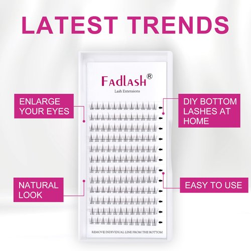 Lash Clusters Bottom Lashes DIY Lash Extensions 144pcs Individual Lashes Black Cluster Lashes Faux Mink Cluster Eyelash Extensions Manga Soft Lightweight Eyelash Extension Kit (Bottom-JX10)