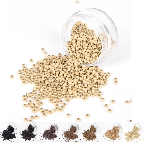 2.5 mm Micro Nano Ring No silicone Copper Beads Tubes Links for I-tip Feather Hair Extensions 1000 units/lot (Blonde)