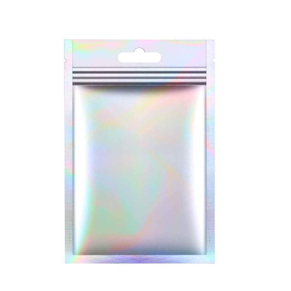 100 Pcs Holographic Resealable Smell Proof Ziplock Storage Bags, Foil Pouch for Food Storage (5.5 x 8.6 inch/ 14 x 22 cm)