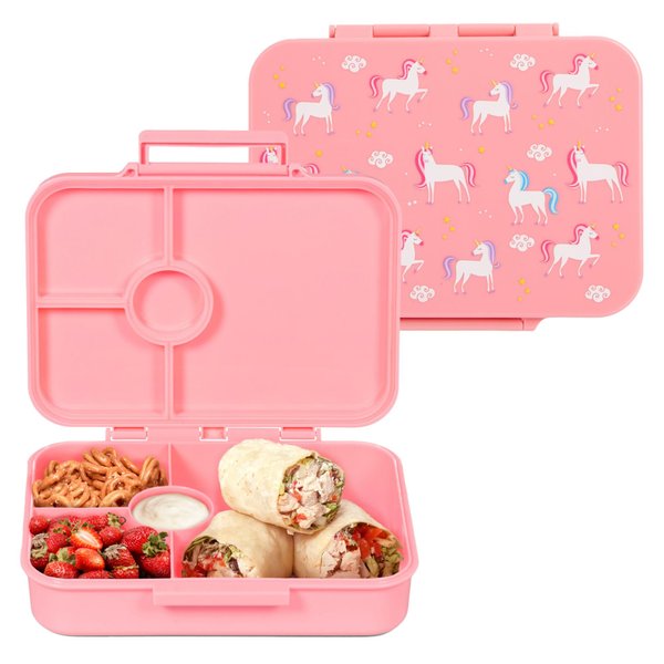 Wildkin Kids Bento Box for Boys and Girls, Features 4 Compartments, Leak Proof with Close Clasp Design, Ideal for Packing Snacks for School and Travel Bento for Kids (Unicorn)