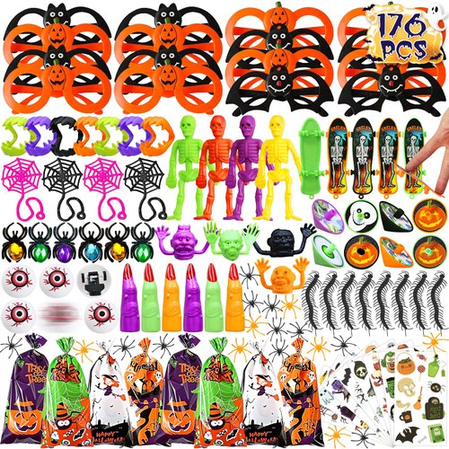 Halloween Party Favors for Kids, 176PCS Halloween Glasses Assortment Halloween Goodie Bag Fillers for Class School Non-Candy Halloween Trick or Treat Fillers Halloween Gifts for Prizes Party Supplies