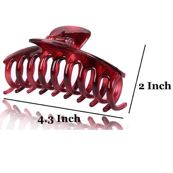 Liasun 4.3" Jelly Color Hair Claw Clip-Acrylic Strong Holding Power Hair Clips Hairgrip for Women and Girls Hair Barrettes for Medium or Long Hair (Wine Red)