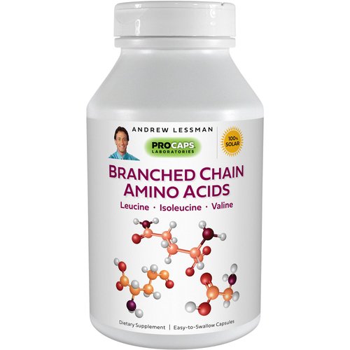 ANDREW LESSMAN Branched Chain Amino Acids 180 Capsules - Pure, Free-Form Essential BCAA Formula: Leucine, Isoleucine and Valine. Hypoallergenic. Easy-to-Swallow Capsules. No Additives.