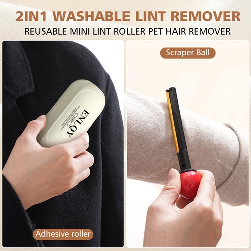 FACISACO Enjoy 2-in-1 Washable Reusable Lint Roller, Portable & Eco-Friendly, Ideal for Clothes, Furniture & Pets