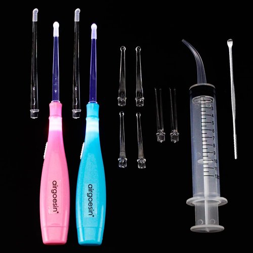 Airgoesin Upgraded 2 Lighted Tonsil Stone Remove Tool Tonsillolith Pick + Irrigation Clean Syringe Fresh Breath Oral Rinse