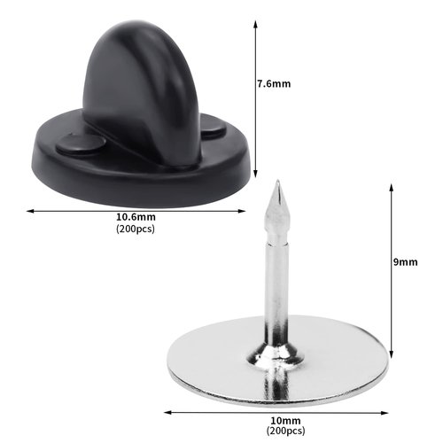 400pcs PVC Rubber Pin Backs Heliltd Butterfly Clutch Pins Tie Tacks Blank Pins for Uniform Badges Backing Holder Clasp Lapel Pin Enamel Pins(200 Sets)