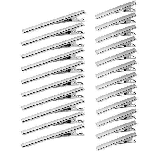100 Pcs Silver Alligator Hair Clips, 3 Inch and 1.6 Inch Metal Hairdressing Salon Hair Grip Flat Top with Teeth, 2 Sizes