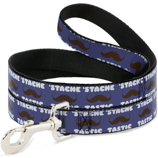 Dog Leash Mustache Stache Tastic 4 Feet Long 1.0 Inch Wide