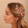 Jumwrit Wedding Flower Hair Comb Rhinestone Hair Comb with Leaves Bridal Hair Accessories Headpiece for Women Wedding（Silver）
