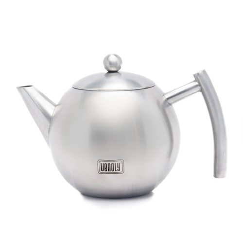Venoly Stainless Steel Tea Pot With Removable Infuser For Loose Leaf and Tea Bags, Dishwasher Safe and Heat Resistant, 1 Liter