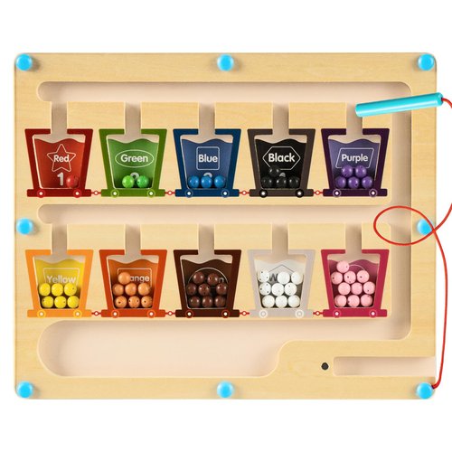 HOMEE Magnetic Color and Number Maze, Montessori Wooden Magnetic Number Maze,Toddler Preschool Educational Learning Toys,Fine Motor Skills Toys for Kids Boys Girls Ages 3 4 5