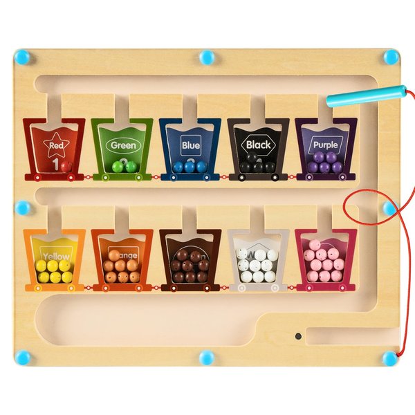 HOMEE Magnetic Color and Number Maze, Montessori Wooden Magnetic Number Maze,Toddler Preschool Educational Learning Toys,Fine Motor Skills Toys for Kids Boys Girls Ages 3 4 5