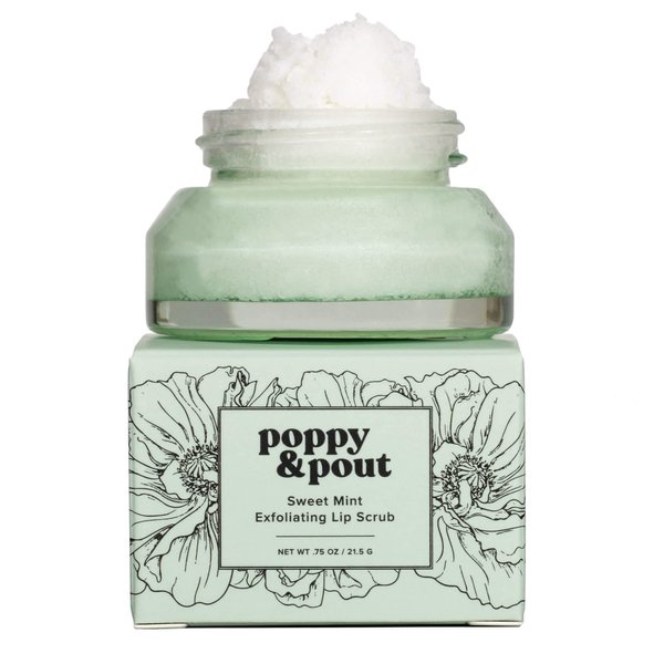 Poppy & Pout all natural Lip Scrub, Exfoliating Lip Treatment, In Hand-filled Recyclable Glass Jars, Cruelty Free (SM)