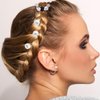 6pcs Butterfly Rhinestone Claw Hairpin Clips, 20pcs Pearl Spiral Bridal Hair Clips, 1pcs Wedding Braided White Handmade Beaded Headpiece Hair Accessories for Women Girls Prom Party