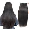 ISHEENY Yaki Straight Tape Ins Black Women Yaki Tape In Extensions Human Hair Seamless Straight Hair Extensions Real Human Hair Tape Hair Extensions 12 Inch 20Pieces 40g/set