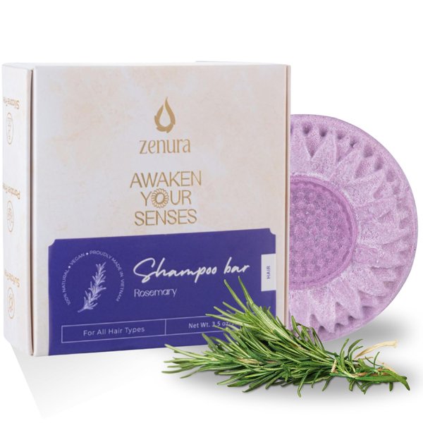 Rosemary Shampoo Bar for Hair Growth, Strengthening & Thickening | Natural Solid, Dry Purple Travel Bar for All Hair Types, Eco-Friendly, Vegan, Paraben Sulfate & Cruelty Free Bar Soap - 3.5 oz